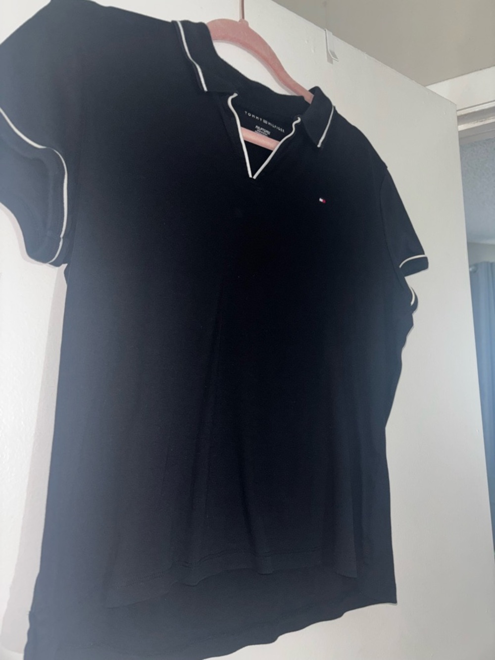 Tommy Hilfiger Black Polo Tee with Contrast Piping